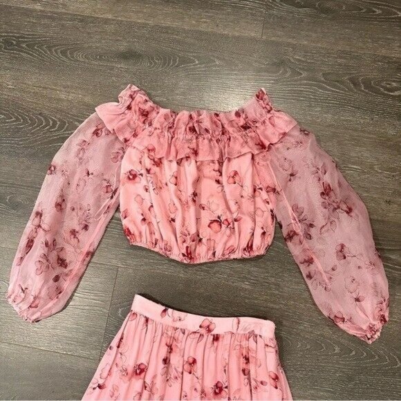 CAMI NYC Liu Skirt in Pink Garden & Elaria Top In Pink Set NWT Size XS - Picture 4 of 13